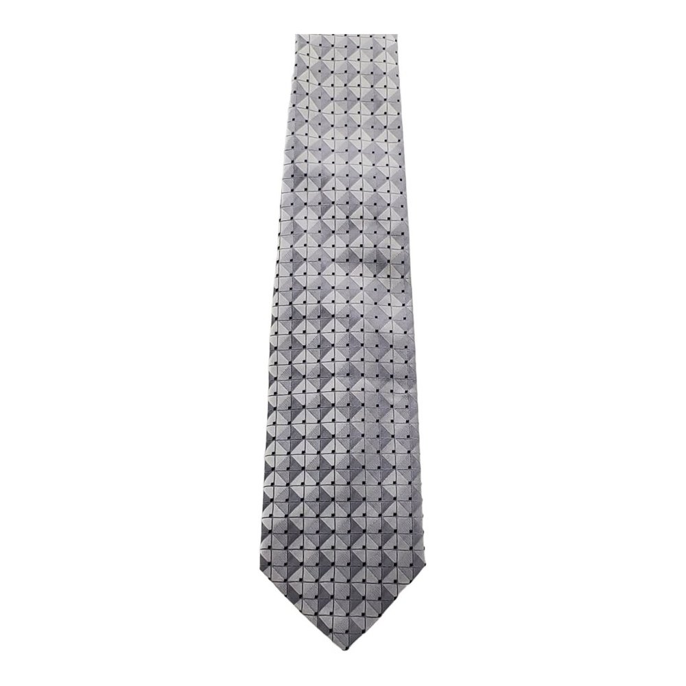 Rafael Geometric Pattern Gray 100% Silk Necktie
